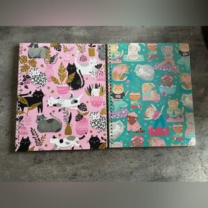 NEW Set of 2 Colorful Cat-Themed Spiral Notebooks